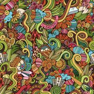 Easter doodles vector seamless pattern N8