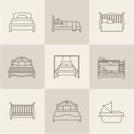 Vector bed icon set