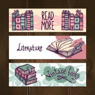 Retro Books Banner Set