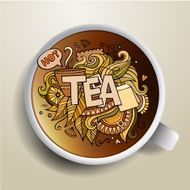 Tea doodles with cup of tea