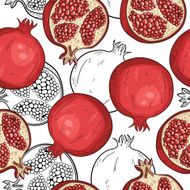 Seamless pattern with hand-drawn pomegranate N11