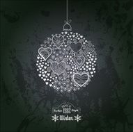 Vector ornate christmas ball made of hearts