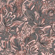 Abstract hand-drawn wave floral pattern N89