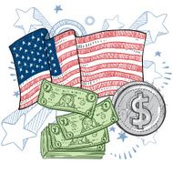 The might American dollar sketch