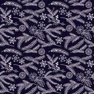 Seamless Tileable Christmas Holiday Floral Background Pattern - Vector Illustration