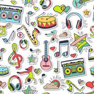 Seamless 3d musical pattern cute background