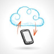 Cloud Computing Concept With Cellphone Vector Drawing