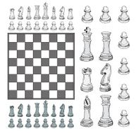 chessboard game hand drawn vector illustration N9