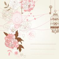 Flowers and birdcages background N2