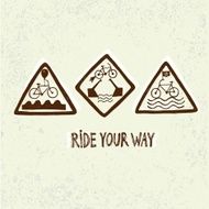 Set of funny bicycle road signs N2