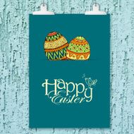 Easter background with colorful doodle eggs N4