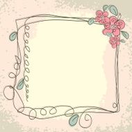 Vintage frame pattern and birds hand-drawing