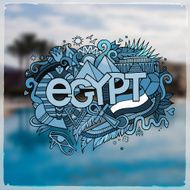 Egypt hand lettering and doodles elements background N12