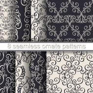 Vector Set of 8 Seamless Ornate Patterns N6