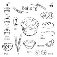 Set of elements for the bakery Bakery menu