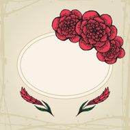 Doodling greeting card with flowers in tattoo style on grunge