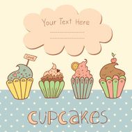 Vector card design with sweet cupcakes