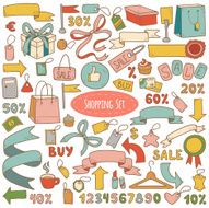 Vector set of shopping items colorful cartoon collection