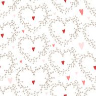 Vector hand drawn pattern with wreaths and red hearts N3