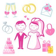Vector set of wedding and love icons