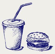 Big hamburger and soda