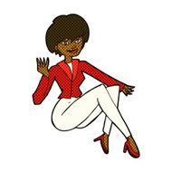 comic cartoon businesswoman sitting N3
