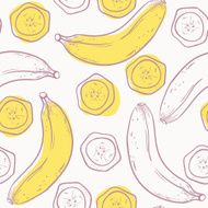 Outline stylized seamless pattern with banana