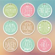 Set of retro badges Vintage food labels Hand-drawn lettering N2
