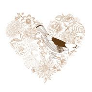 Calligraphic Hand drawn Heart - from Flowers and Birds