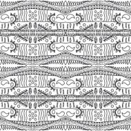 Ethnic monochrome seamless pattern Hand-drawn background template N18