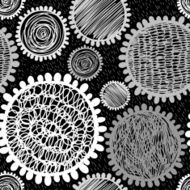 Monochrome seamless pattern of abstract flowers N3