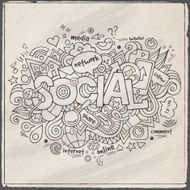 Social hand lettering and doodles elements background N3