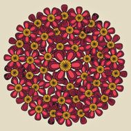 Round floral ornament like bouquet of red flowers N3