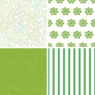 Vector curly doodle shapes set of four marching repeat patterns N2