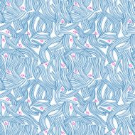 wavy seamless pattern with little pink hearts Sketchy style