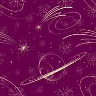seamless starry background with planets N2