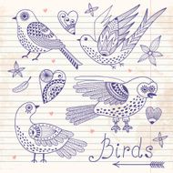 Vector set birds and hearts N4