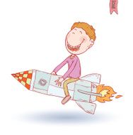 Space boy hand drawn vector illustration N8