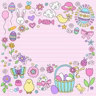 Happy Easter- Eggs and Spring Flowers Doodle Set