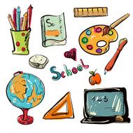 Back to school education icons cartoon set N16