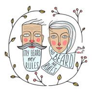 Bearded Man and No Beard Woman Portraits