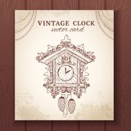 Old retro cuckoo clock card