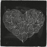 Hand drawn curled vector heart N2