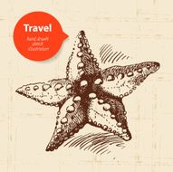 Vintage travel background with starfish
