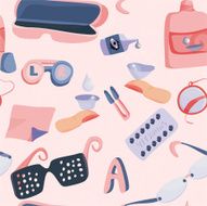 eye care cartoon seamless pattern