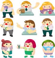 cartoon office worker tea time icon N2
