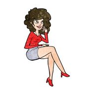 cartoon office woman sitting N14