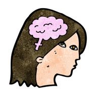 cartoon female head with brain symbol N29