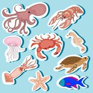 Sea Animals Stickers Set