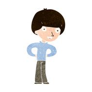 cartoon happy boy with hands on hips N14
